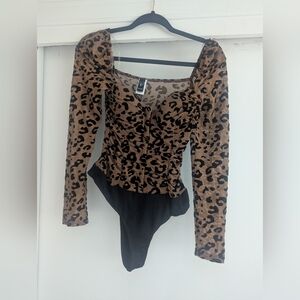 Windsor Leopard Print Bodysuit with Long Sleeves